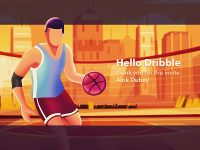 Hello Dribble debut debut shot design illustration