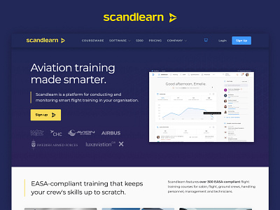 Scandlearn - Website aircraft aviation blue courses learning learning management system planes scandlearn website website design