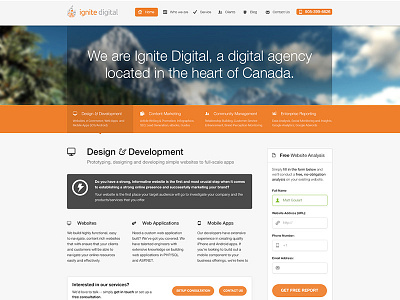 Digital Agency agency big image clean clouds contact fixed header form grid header icons navbar orange