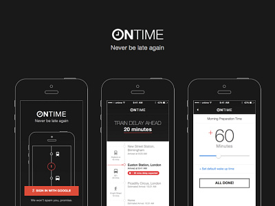 OnTime - Never Be Late Again app clean ios iphone simple traffic transport travel