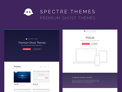 Spectre Themes clean ghost landing page premium purple themes