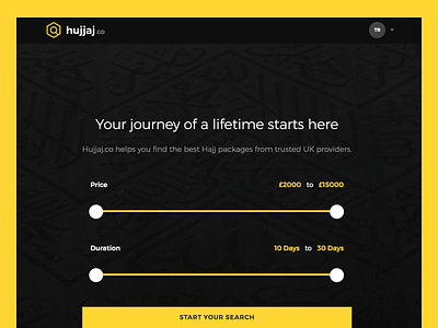 Hujjaj.co filters hajj islam muslim pilgrimage search sliders