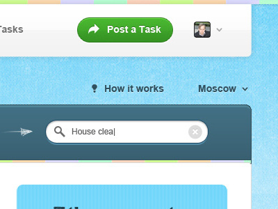 Post Task + Search arrow blue button green links menu pattern search submenu texture