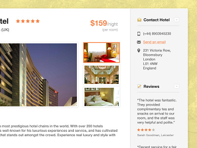 Hotel Listing contact contact hotel guest highlight hotel hotel page images listing listing page orange pictures ratings reviews rooms star thumbnails