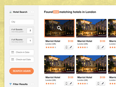 Search Listings (#2) button check in check out description guests hotel location orange rooms search search now