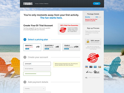 Funways Payments beach blue button cool country credit credit card debit debit card fields form forms fun funways mastercard number payment payments plans pricing security security code sky text text field visa