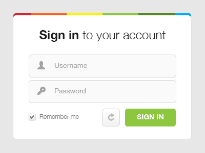 Sign In account box button color green login password sign in username