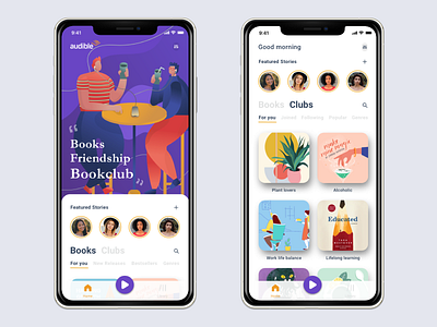 Audible: Audiobook Club amazon app audible audio audiobook book branding concept design design illustration ios ui ux