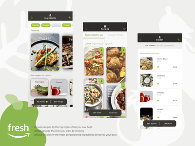 AmazonFresh make cooking easier for beginners! amazon app branding business concept design cook deliver delivery app design food fresh idea ios iphone x logo meal plan recipe ui ux