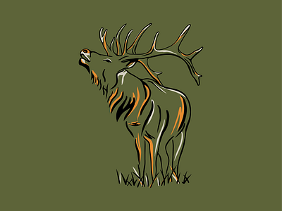 Elk animal branding deer elk fall illustration vector