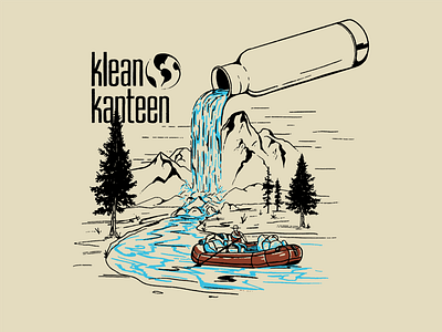 Klean Kanteen apparel branding design illustration outdoors rafting river screenprint sketch vector