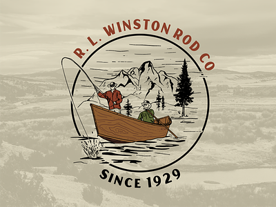 R.L. Winston Rod Co. apparel branding design fishing fly fishing illustration mountains outdoors river screenprint vector vintage