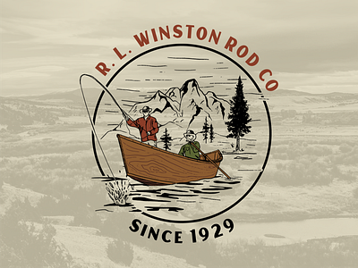 R.L. Winston Rod Co. apparel branding design fishing fly fishing illustration mountains outdoors river screenprint vector vintage