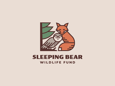 Sleeping Bear Wildlife Fund Logo animal animal logo bird brand identity branding conservation design fox graphic design logo michigan owl sleeping bear vector wildlife