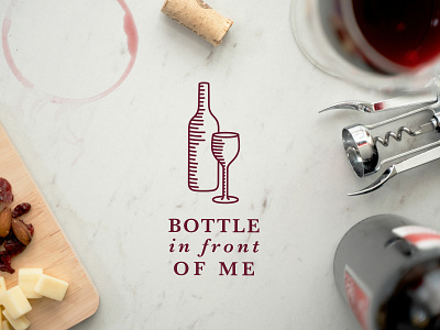 Bottle In Front Of Me Logo branding design logo podcast vector wine