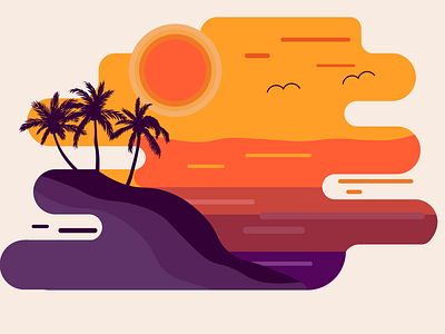 sunset over the ocean animation app brand branding character design flat icon identity illustration illustrator lettering logo minimal type typography ui vector web website