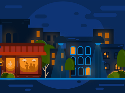 Night animation app art brand branding character design dribbble flat icon identity illustration illustrator logo minimal nights type vector web website