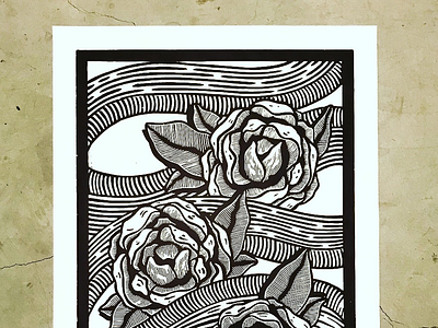 Slither. black block print cards design floral graphic prints snake white wood cut