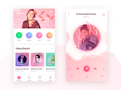 Music app concept for teens app cute figma mobile music player purple sketch teen. media