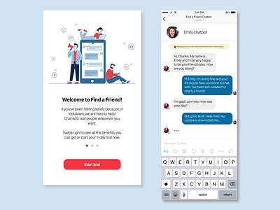 Chatbot amigos amistad chatbot confinamiento covid friends friendship lockdown sketch uichallenge uidesign