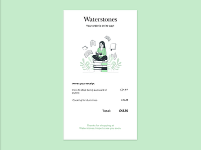 Email Receipt books bookstore email email design reading uichallenge uidesign
