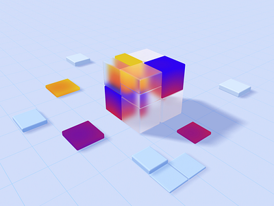 Glass cube 3d