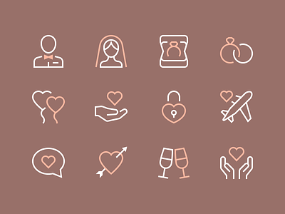 Romance Icons clean icons iconset illustration love minimal outline romance stroke