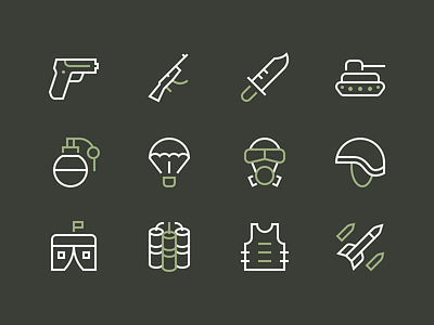 Military/War Icons icons iconset illustration military minimal outline rodchenkod stroke war weapon