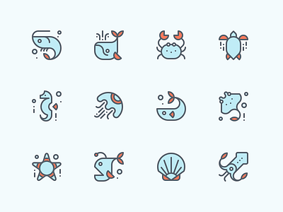 Sea Icon Set blue crab fish icons iconset rodchenkod sea seahorse shrimp turtle