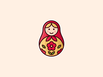 Matryoshka character doll icon illustration matryoshka russian sticker sticker mule wood