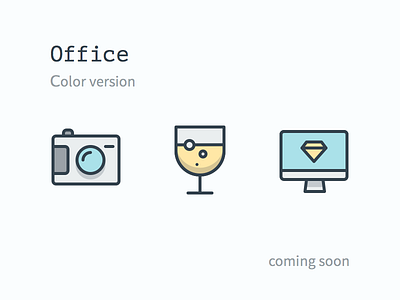 Office Icon Set (color) pt.2 camera champagne icon icons illustration imac job minimal office pc sketch