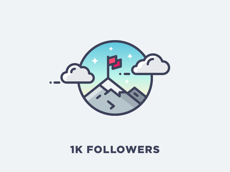 1K Followers dribbble followers icon illustration minimal mountains outline
