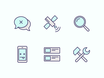 Services color icons illustration message outline phone search services