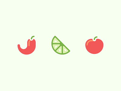 Hot, Sour, Sweet chilly fruit green icon lime minimal outline tomato vegetable