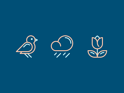 Spring bird blue cloud flower icons illustration outline perfect rain simple spring