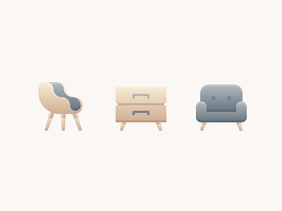 Furniture chair clean furniture gradient icon icons illustration minimal simple wood
