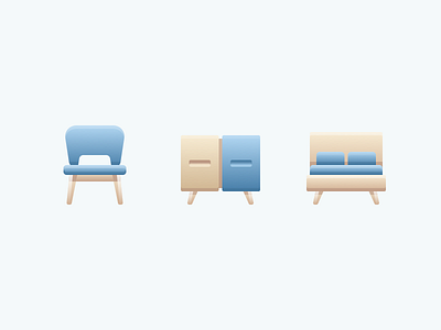 Furniture pt.2 chair clean furniture gradient icon icons illustration minimal simple wood