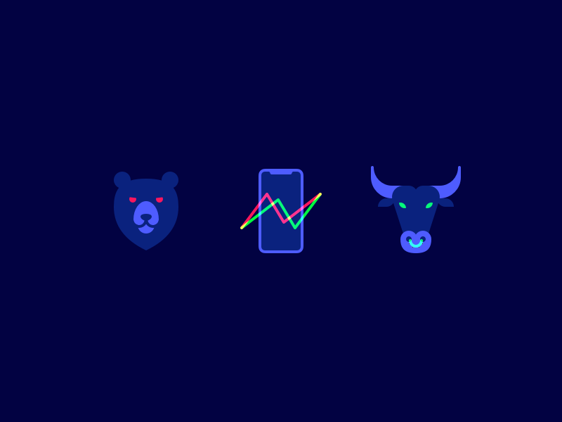 Crypto Icons flat trading minimal crypto bull bear illustration iconset icons