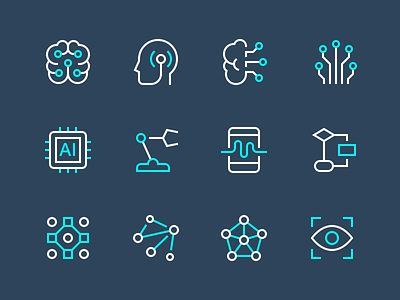Artificial Intelligence Icons artificialintelligence icons iconset illustration minimal nucleo outline perfect technology