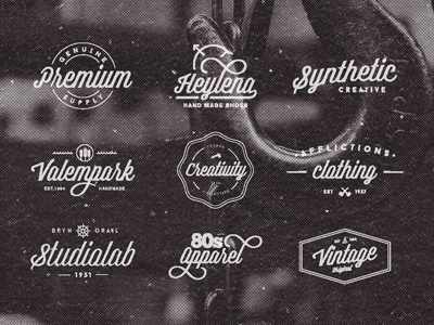 Badges with Authentica Script badges font insignia label logo retro script typeface vintage