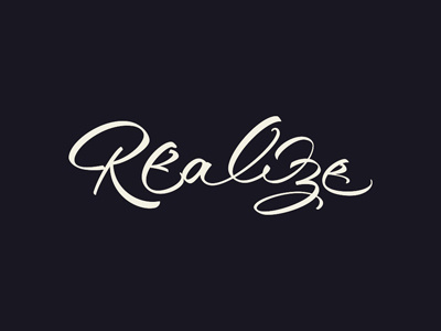Realize brush dynamic flowing lettering logo logotype painting sign typo. typography