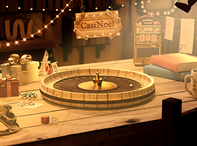 CasiNoël 3d casino christmas cinema4d design game gift graphic design redshift roulette santa