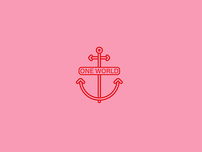 Anchor One World anchor anchor logo aquatic design earth graphic design logo ocean one world pink planet red tjmaxx world