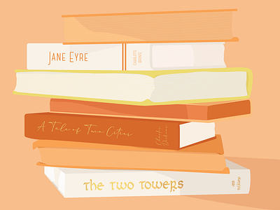 2021 New Year's Resolution 2021 a tale of two cities books classic classics deisgn dribbbleweeklywarmup illustration jane eyre lord of the rings newyears newyearseve newyearsresolution nye orange pages the two towers warmup