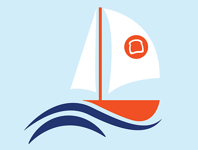 Toast Sail Boat boat design logo sailboat sailing ship toast waves