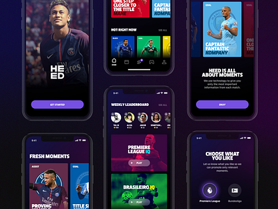 Heed App bold cards clan dark fun interaction ios ios app iphone overview screens showcase soccer sport tombruzda ui uidesign ux uxdesign