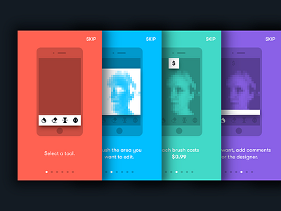 Walkthrough app colors ios iphone mobile onboarding phone photo retouch tutorial walkthrough welcome