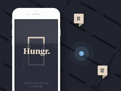 Hungr. Case Study app dinner find food friends ios iphone list lunch map restaurant search