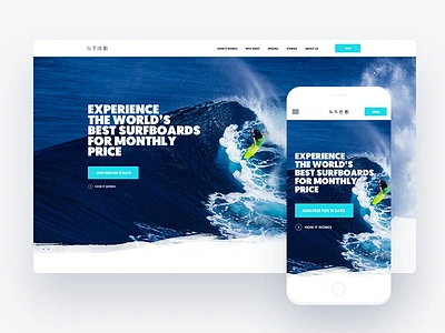 Surf Project azure bold exploration mobile surf surfboard surfing website white