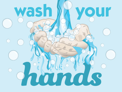 Hands blue bubbles hands wash